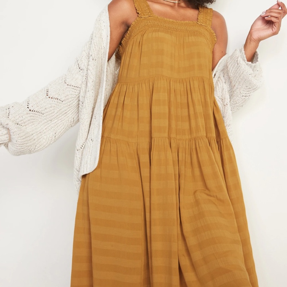 Old navy mustard smocked dress